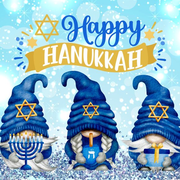 Happy Hanukkah Blue & Gold Tumbler, Gnome Tumbler, Jewish Holiday Gift - Picture 2 of 7